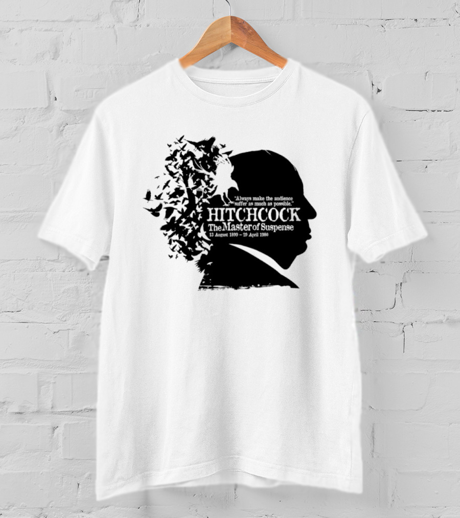 Alfred Hitchcock The Master Of Suspense Silhouette Birds 1899 1980 T-Shirt