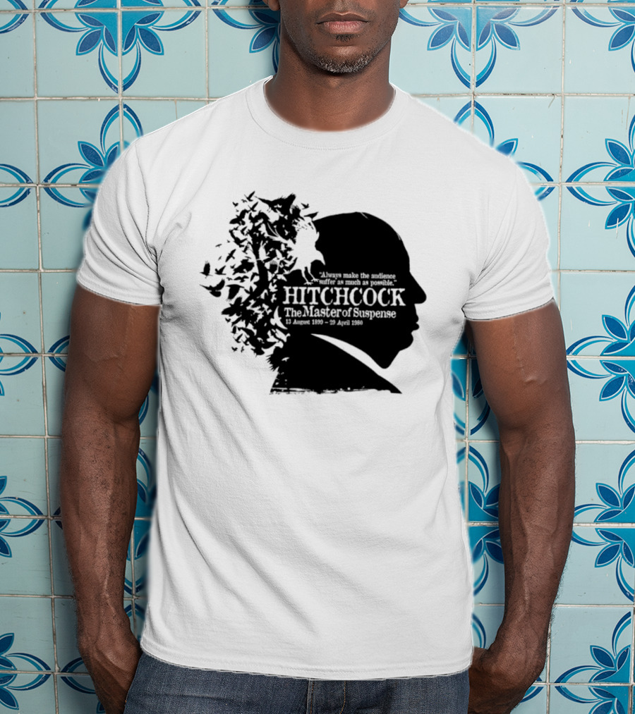 Alfred Hitchcock The Master Of Suspense Silhouette Birds 1899 1980 T-Shirt