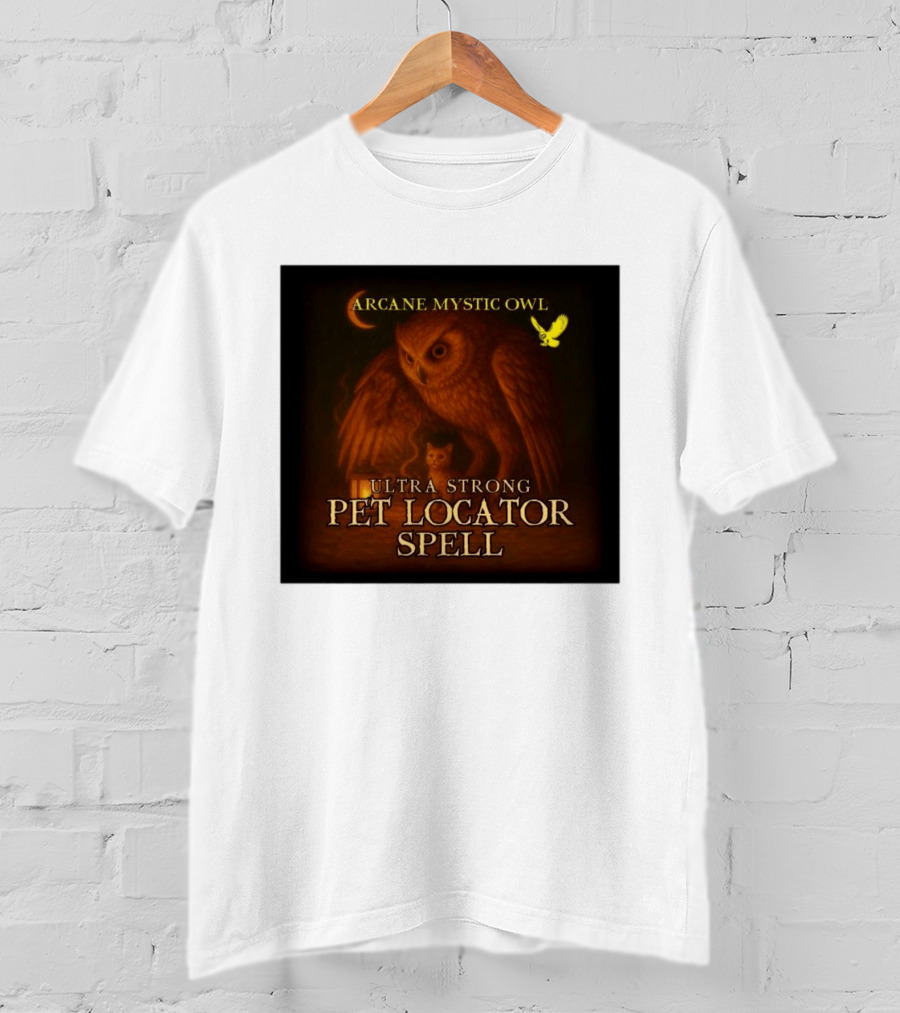 Arcane Mystic Owl Ultra Strong Pet Locator Spell Moonlit Guardian T-Shirt