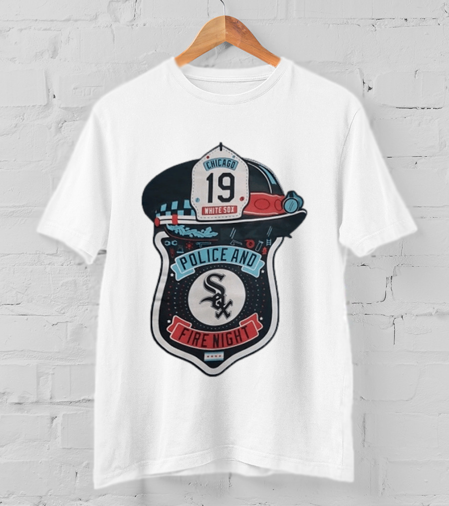 Chicago White Sox Police And Fire Night 19 Badge Hat Sox T-Shirt