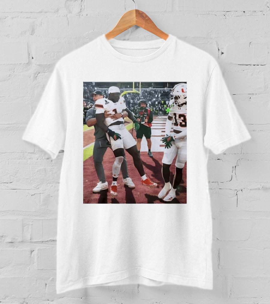 Miami Hurricanes Football Players Number 1 And 13 Celebration On Field T-Shirt