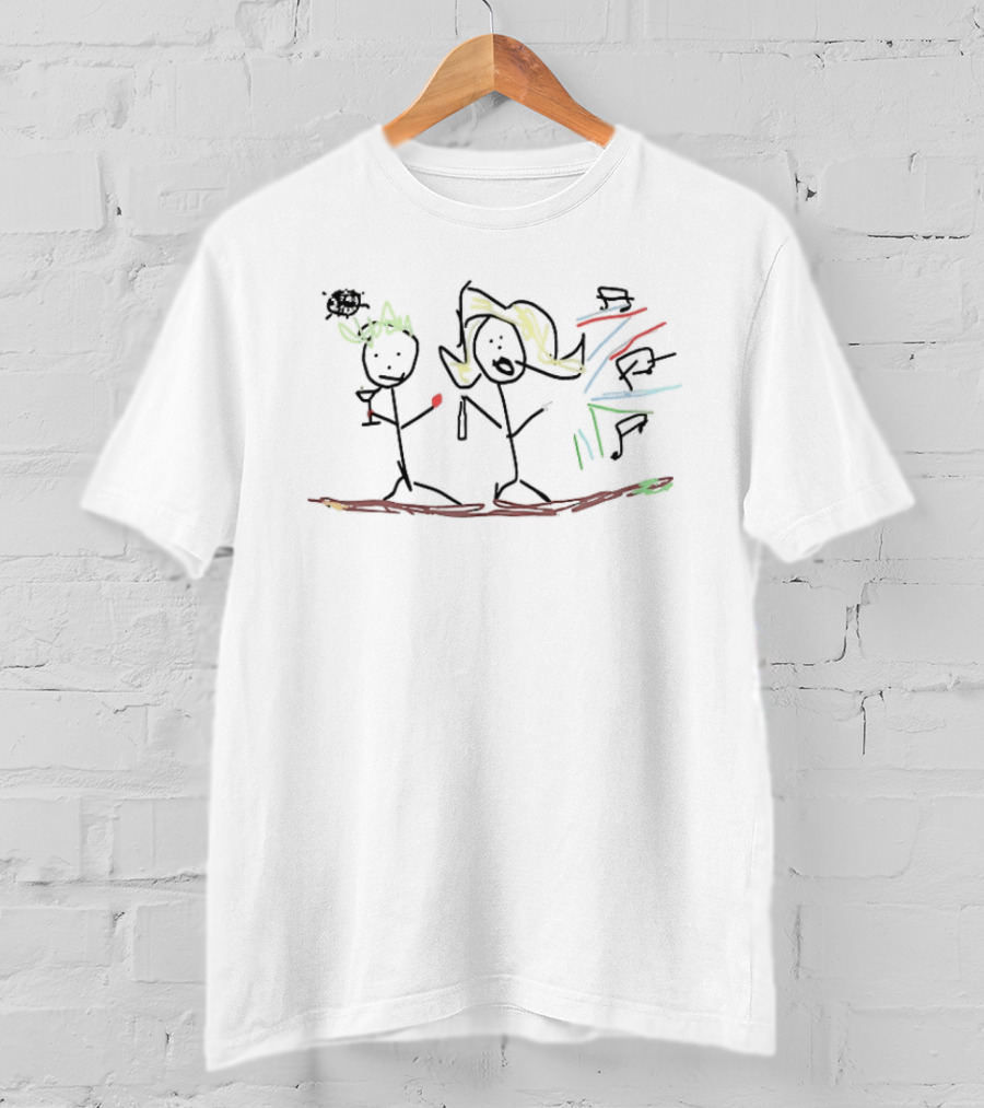 Disco Party Couple With Music Notes And Cocktails Vibes T-Shirt