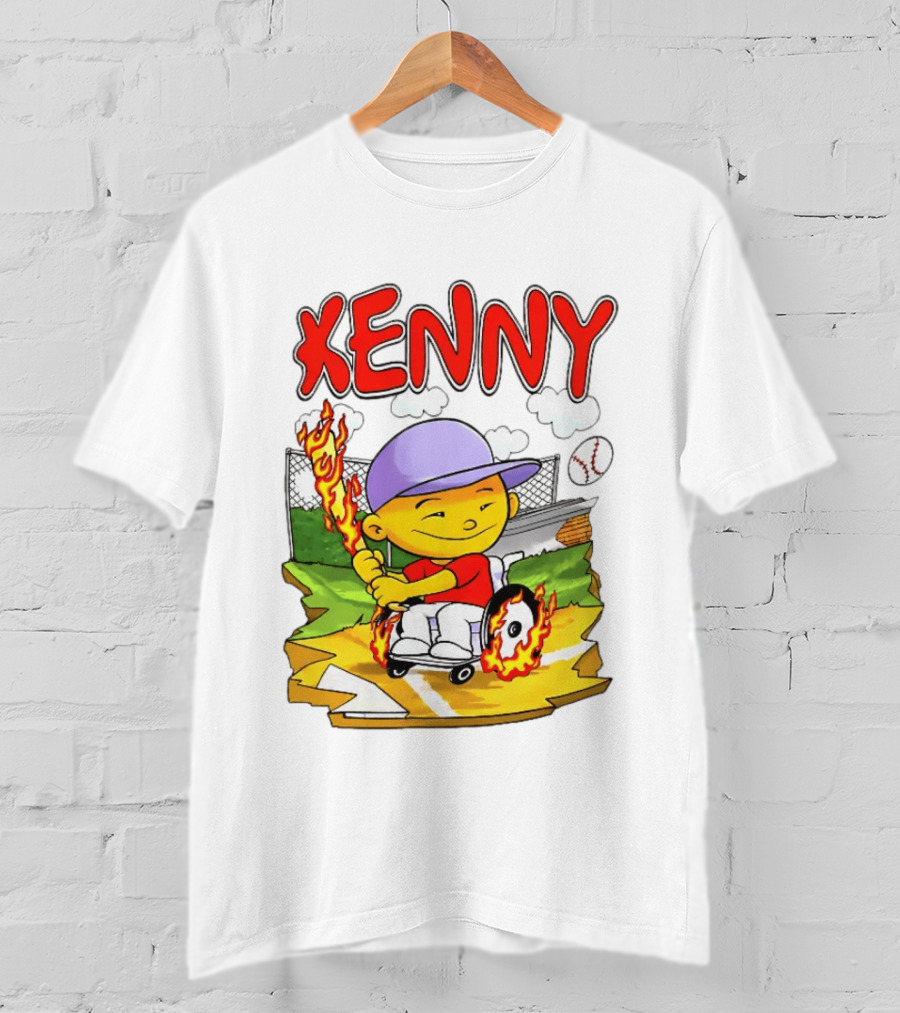 Kenny Kawaguchi Backyard Baseball Character Wheelchair Flames T-Shirt