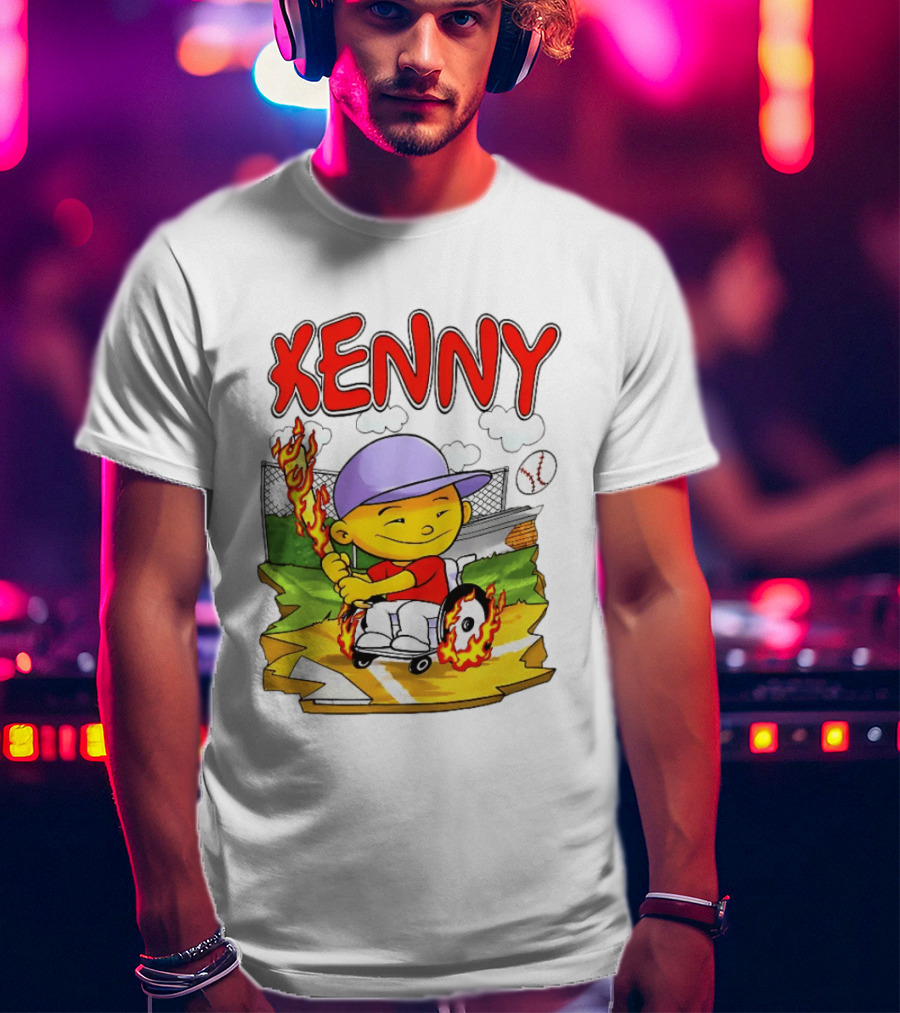 Kenny Kawaguchi Backyard Baseball Character Wheelchair Flames T-Shirt