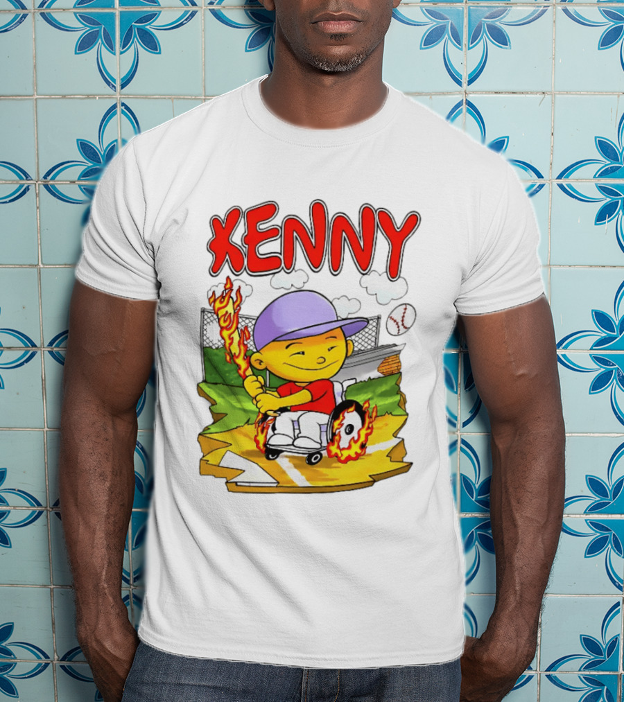 Kenny Kawaguchi Backyard Baseball Character Wheelchair Flames T-Shirt