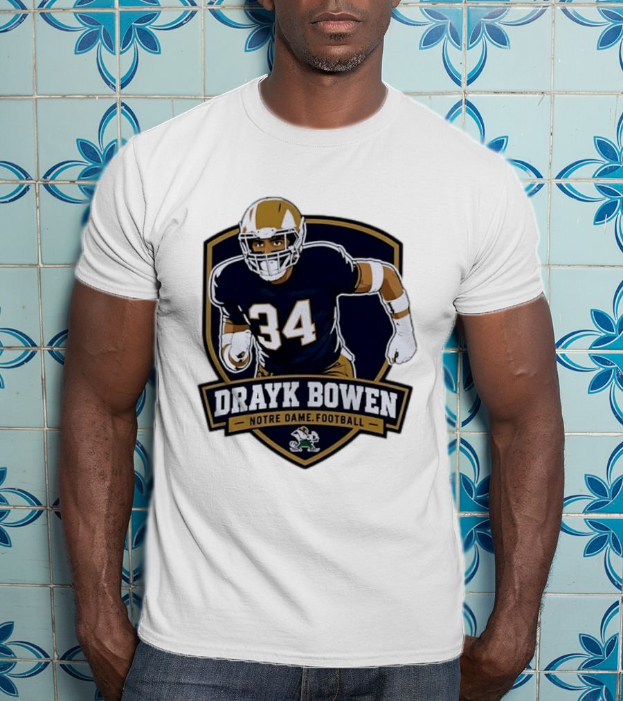 Drayk Bowen Notre Dame Football 34 Fighting Irish NCAA T-Shirt