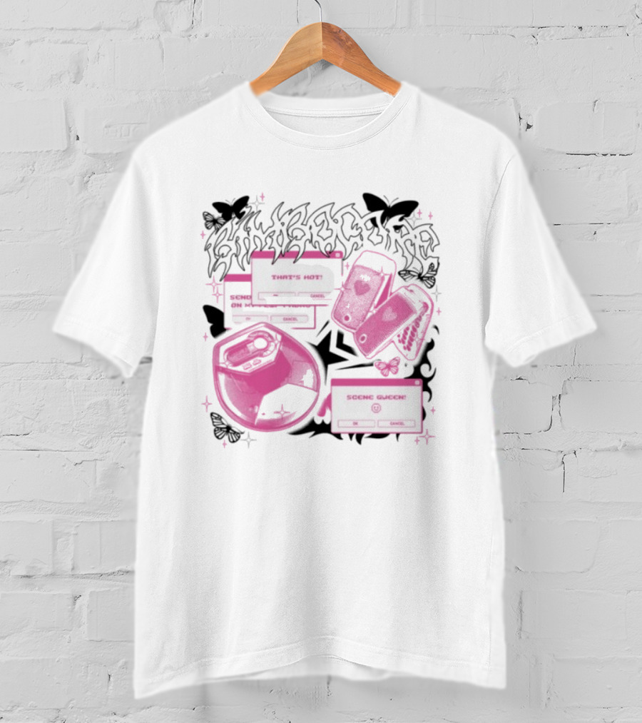 Nuclear Blast Store Bimbocore Y2K Scene Queen That's Hot Cancel Pink Butterfly Aesthetic T-Shirt