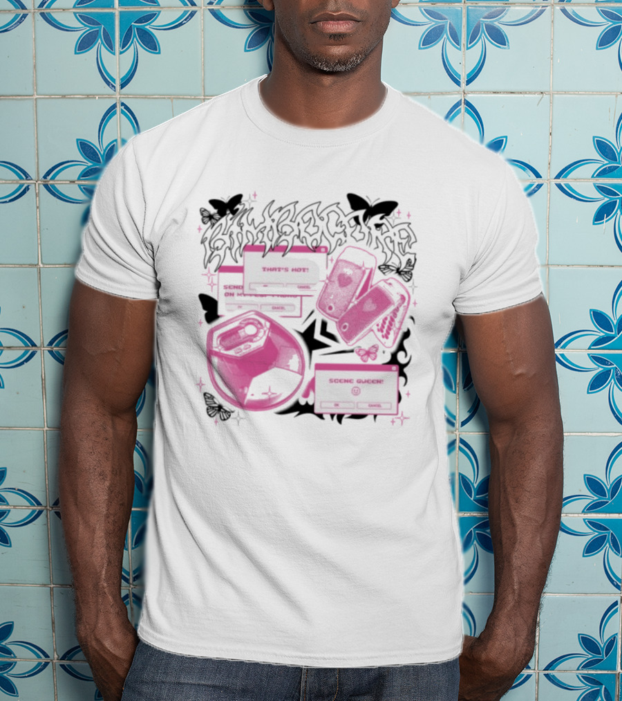 Nuclear Blast Store Bimbocore Y2K Scene Queen That's Hot Cancel Pink Butterfly Aesthetic T-Shirt