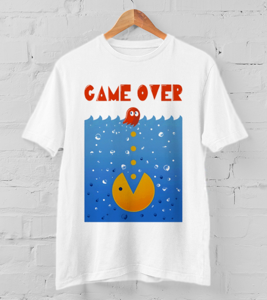 Pac Man Game Over Underwater Ghost Retro Gaming T-Shirt