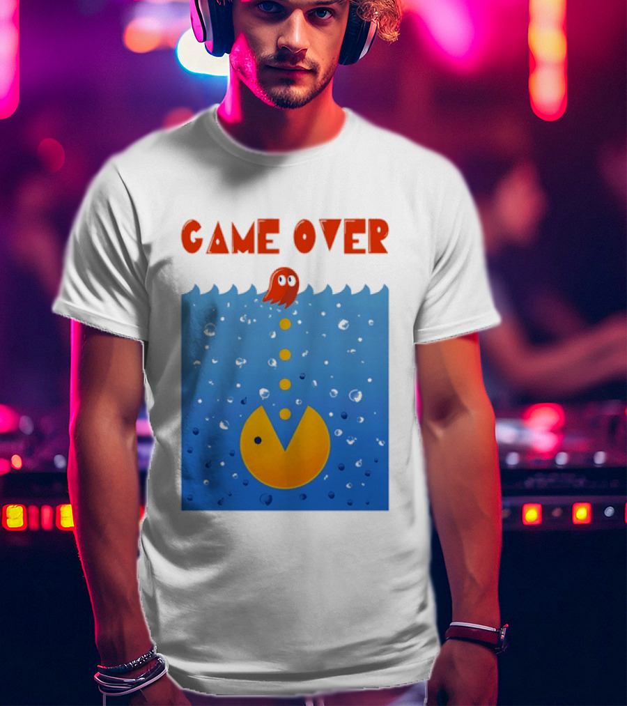 Pac Man Game Over Underwater Ghost Retro Gaming T-Shirt