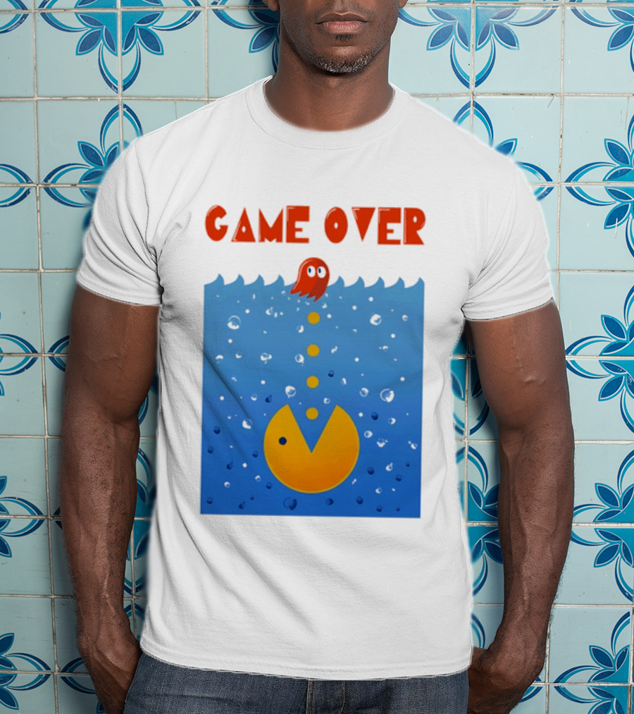 Pac Man Game Over Underwater Ghost Retro Gaming T-Shirt