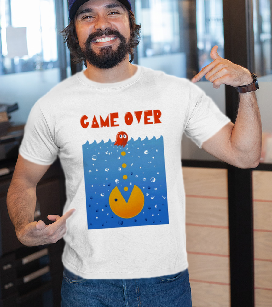 Pac Man Game Over Underwater Ghost Retro Gaming T-Shirt