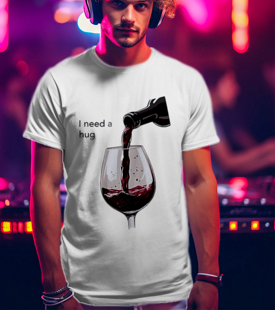 I Need A Hug Wine Pouring Glass T-Shirt