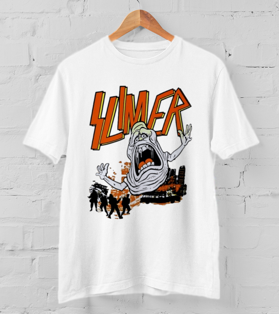 Slimer Ghostbusters 80s Movie Iconic Character Silhouette Scene T-Shirt