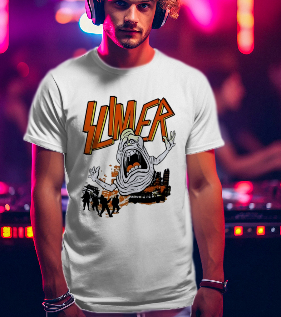 Slimer Ghostbusters 80s Movie Iconic Character Silhouette Scene T-Shirt