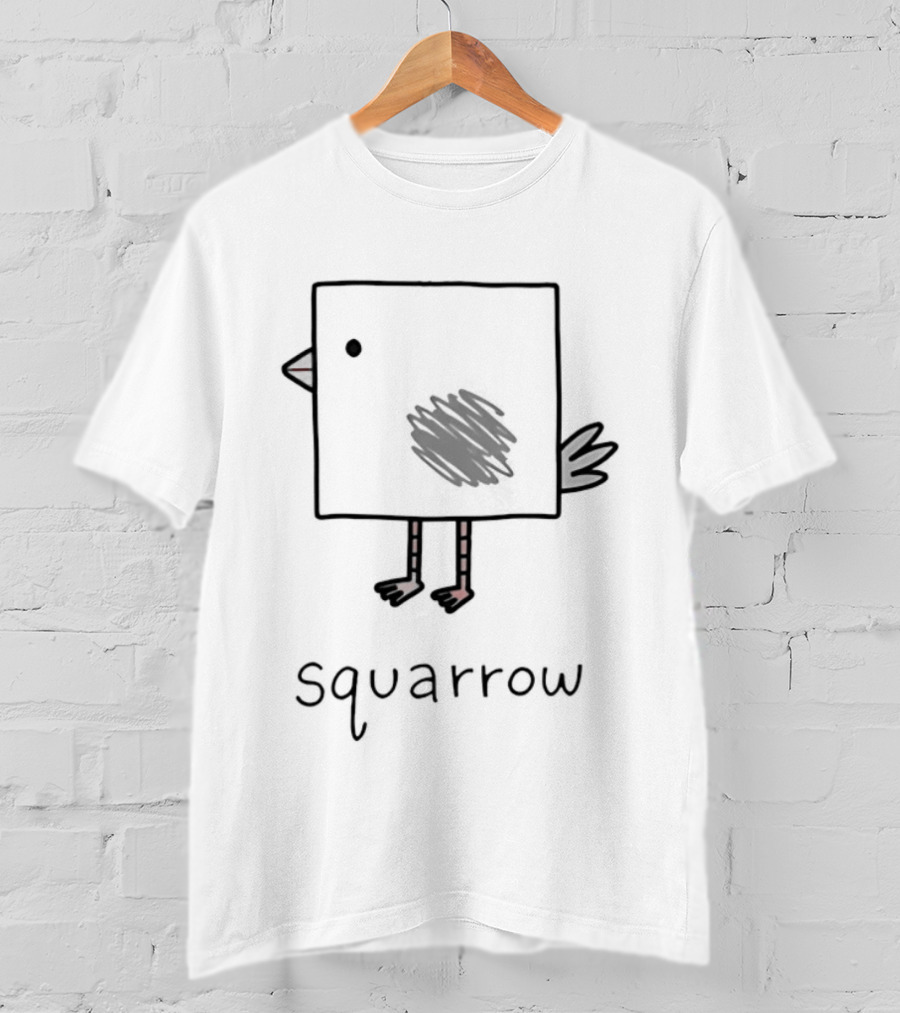 Squarrow Square Bird Doodle Animal Sketch T-Shirt