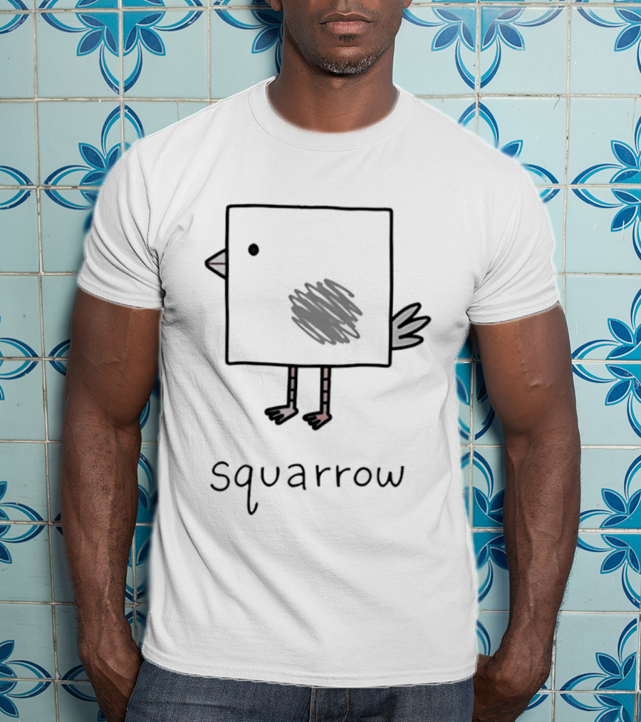 Squarrow Square Bird Doodle Animal Sketch T-Shirt