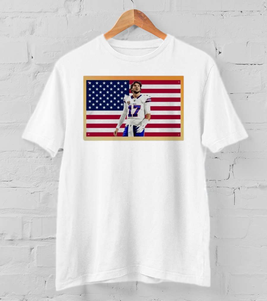 Josh Allen Buffalo Bills American Flag Football Star 17 T-Shirt