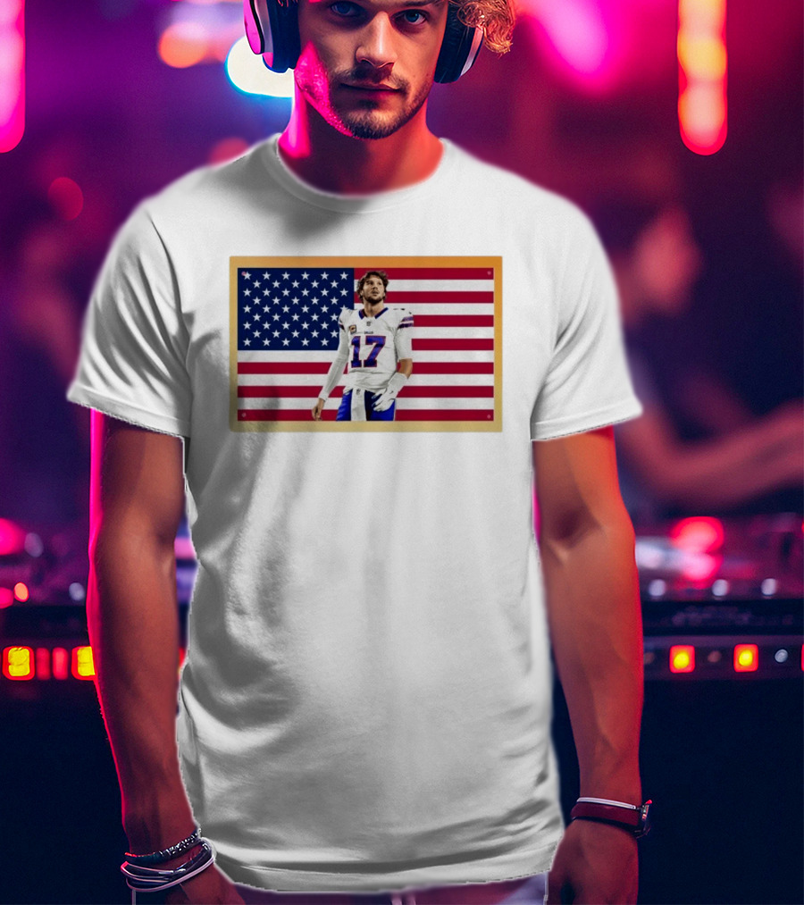 Josh Allen Buffalo Bills American Flag Football Star 17 T-Shirt