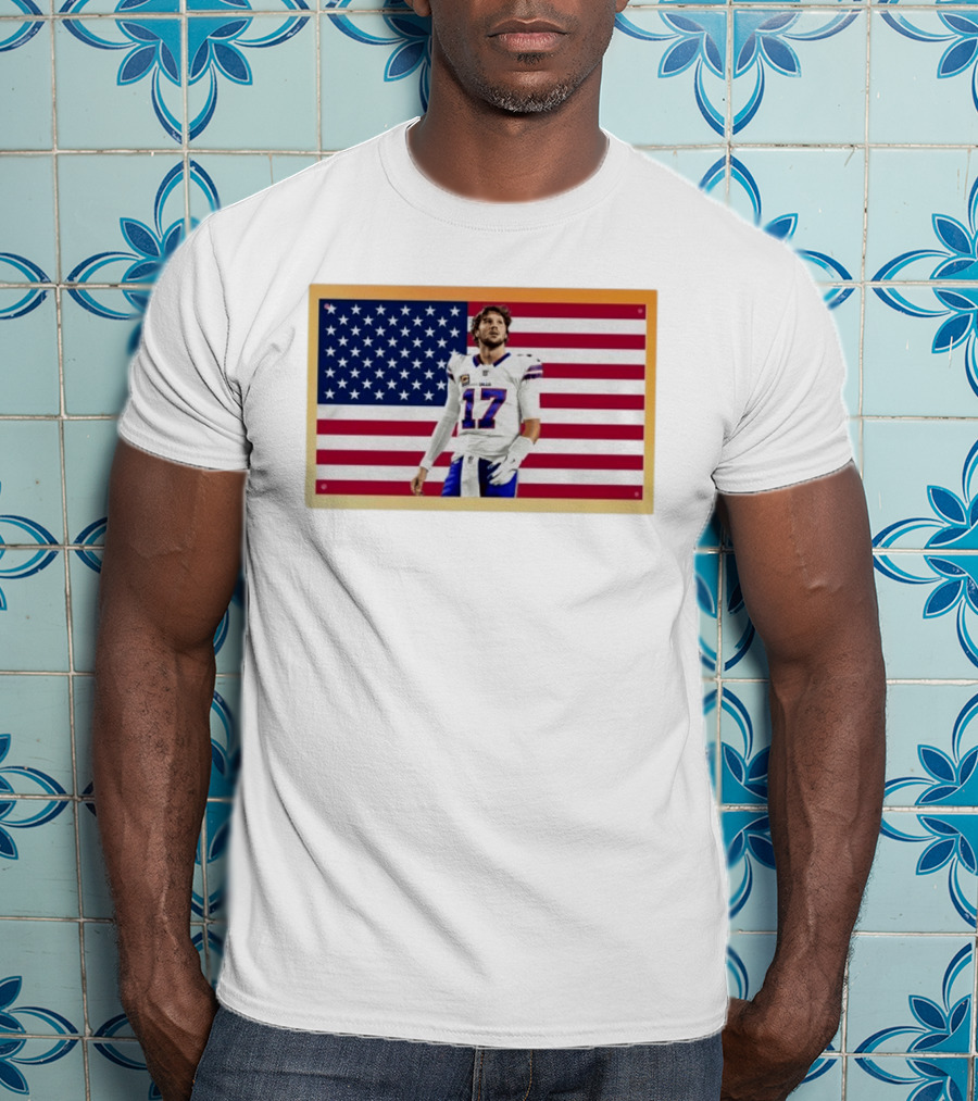 Josh Allen Buffalo Bills American Flag Football Star 17 T-Shirt