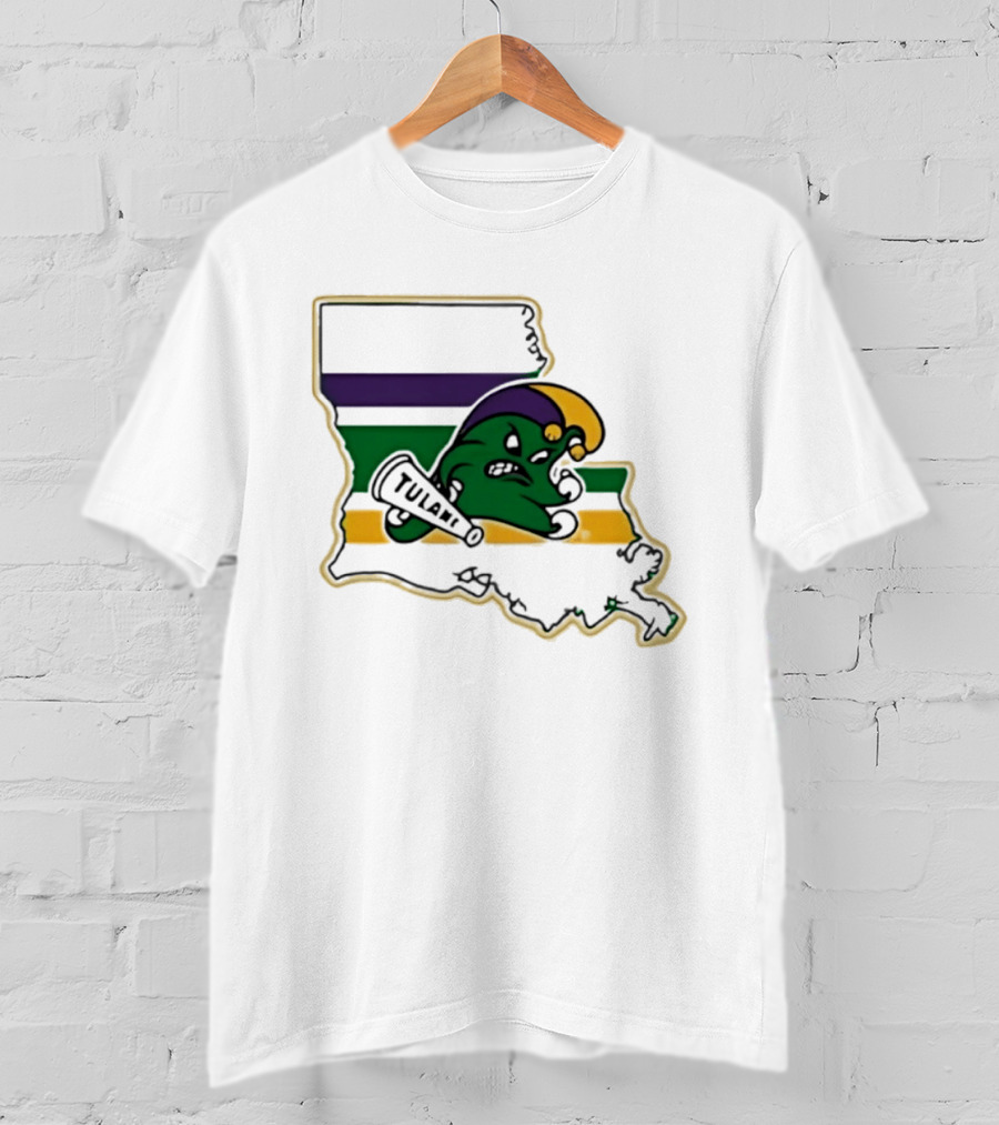 Tulane Green Wave Louisiana Mardi Gras Map T-Shirt