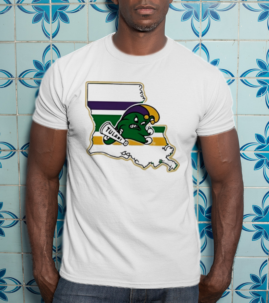 Tulane Green Wave Louisiana Mardi Gras Map T-Shirt