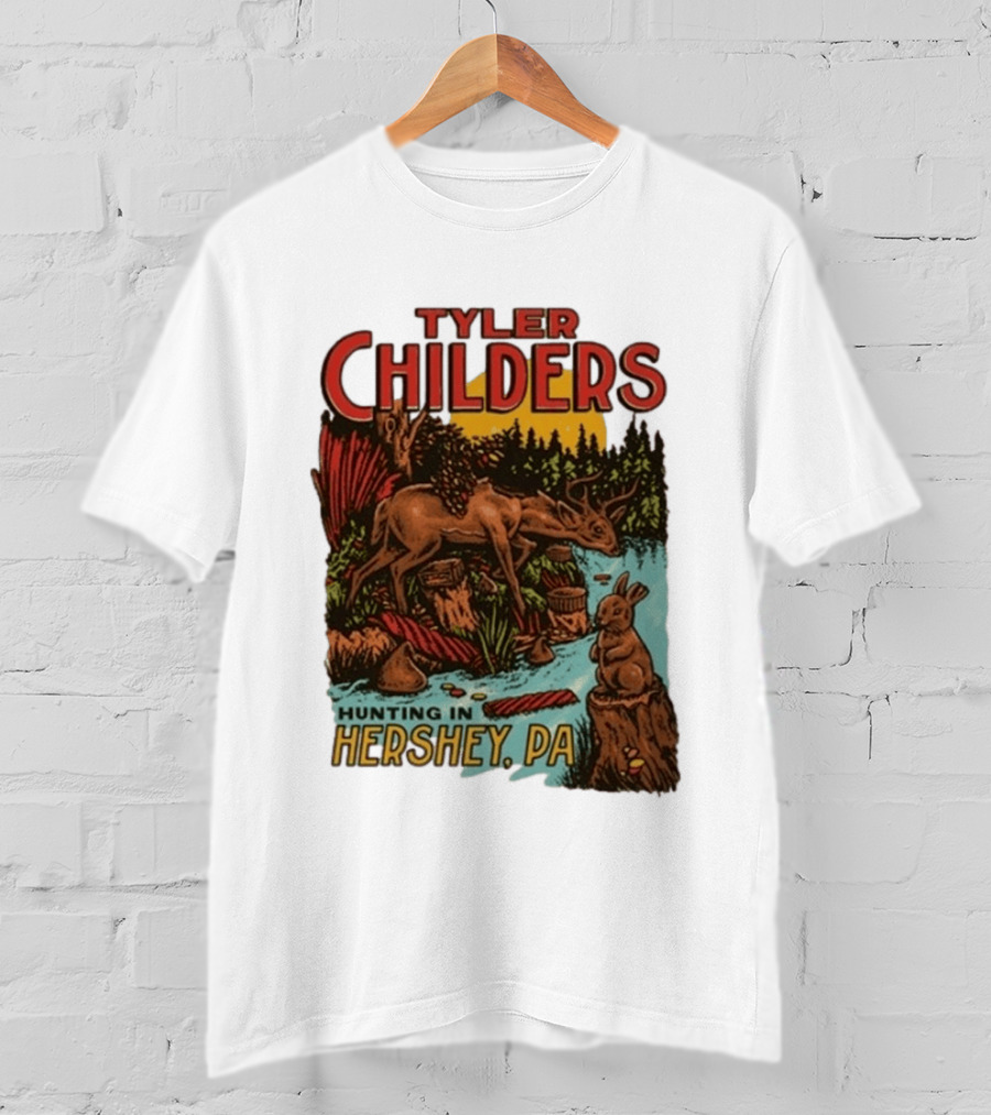 Tyler Childers Hunting In Hershey PA Deer And Rabbit Scene T-Shirt