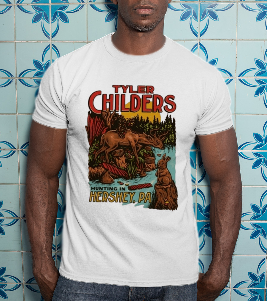 Tyler Childers Hunting In Hershey PA Deer And Rabbit Scene T-Shirt
