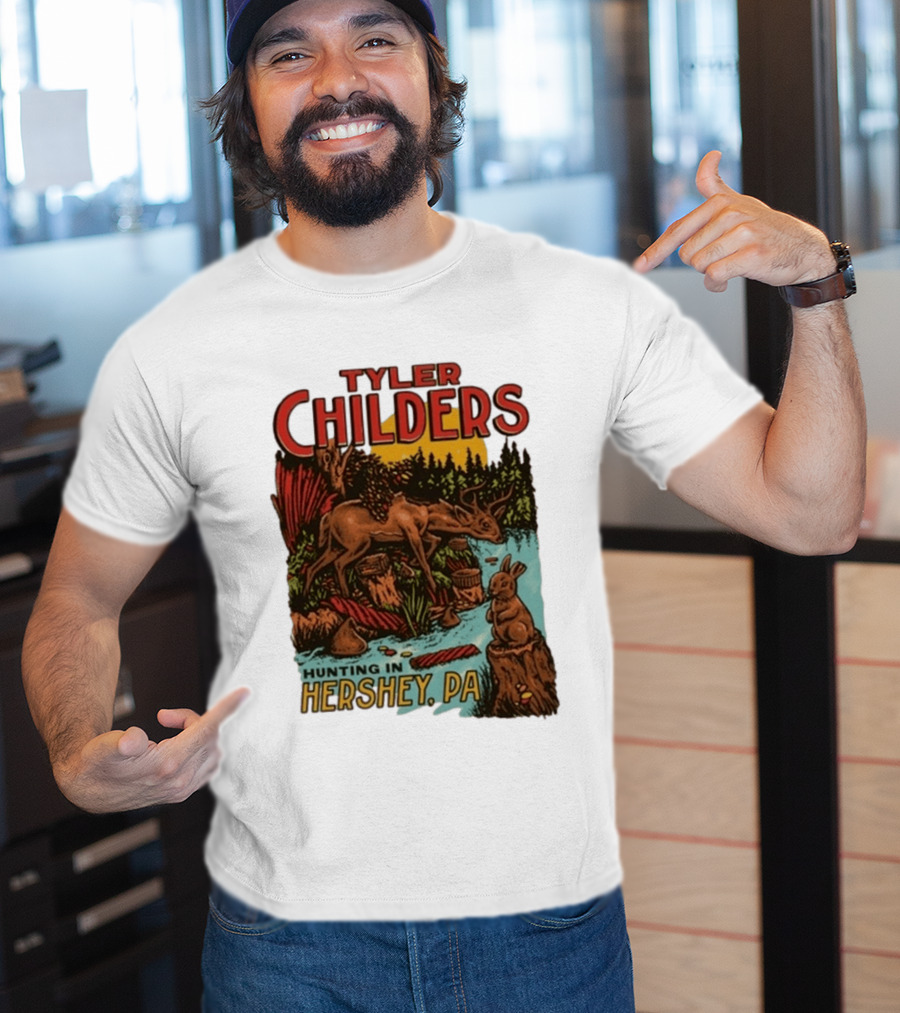 Tyler Childers Hunting In Hershey PA Deer And Rabbit Scene T-Shirt