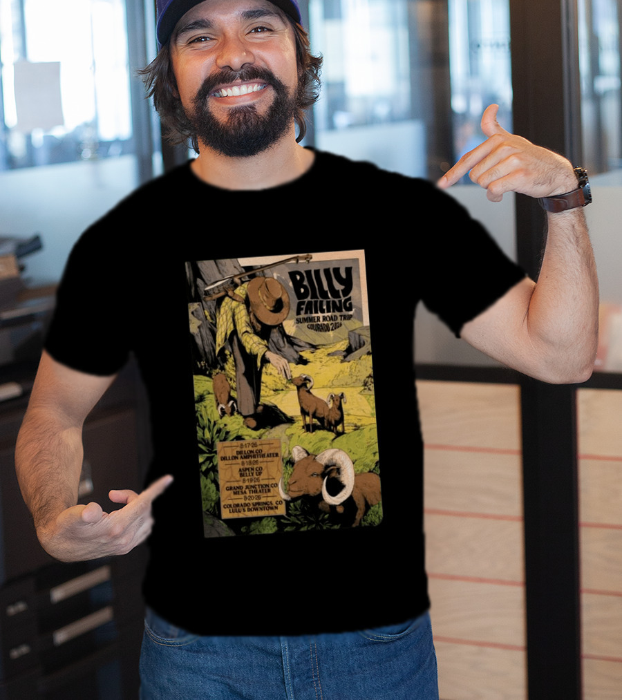 Billy Failing Summer Road Trip Colorado 2026 Grand Junction Lulu's Downtown Meadow Park Theater Dillon Amphitheater T-Shirt