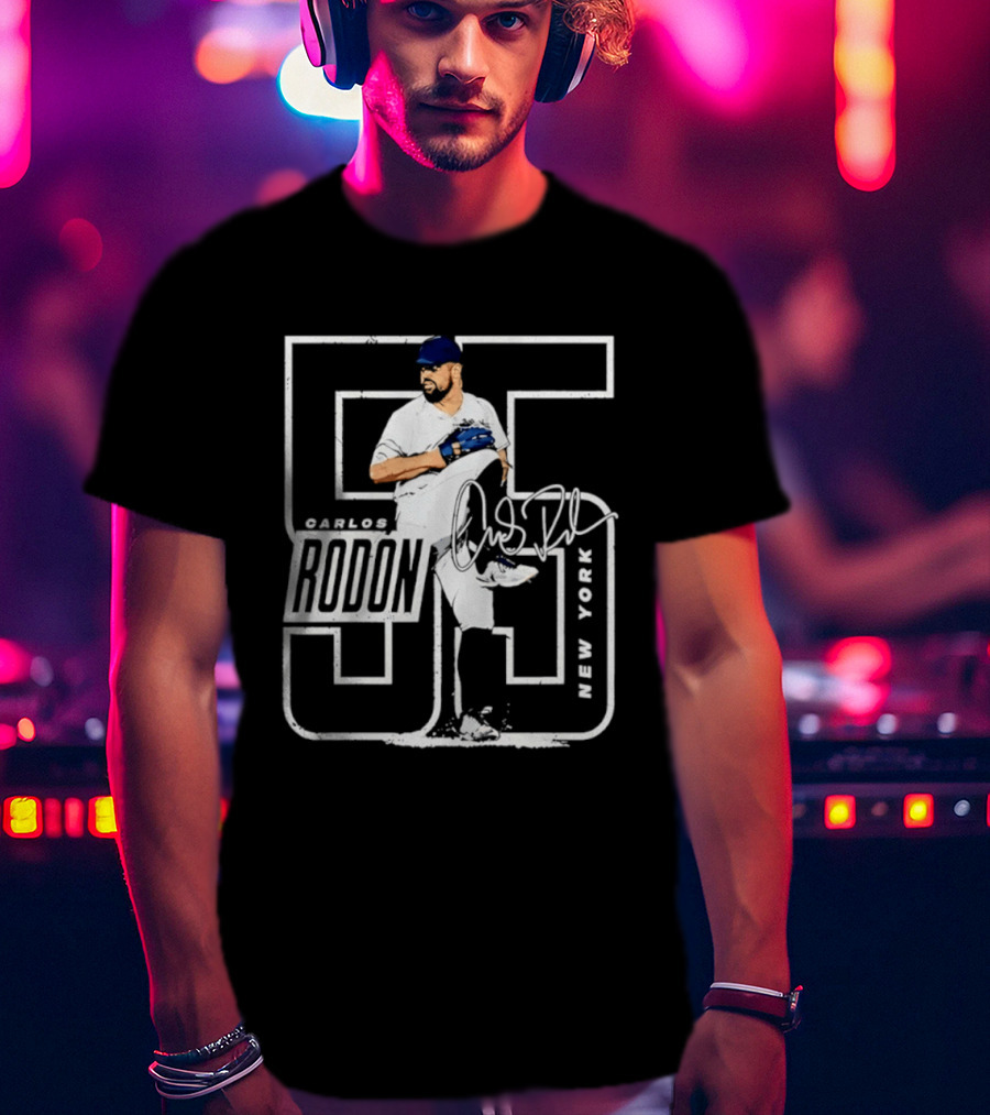 Carlos Rodon 55 New York Yankees Pitcher Signature Distressed T-Shirt
