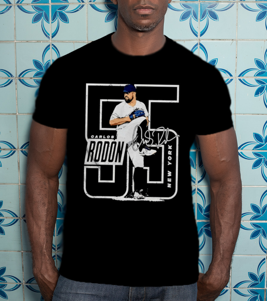 Carlos Rodon 55 New York Yankees Pitcher Signature Distressed T-Shirt