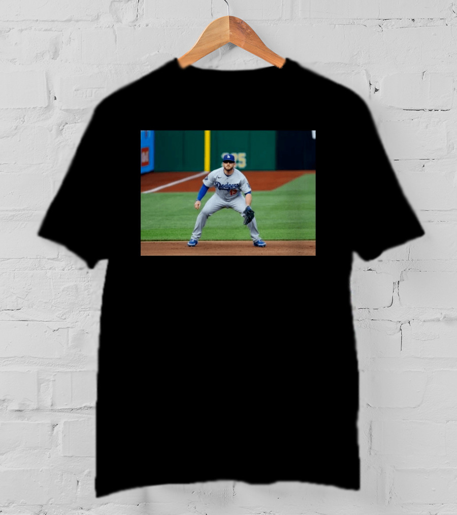 Los Angeles Dodgers Max Muncy Jersey Number 13 Third Baseman Action Shot T-Shirt