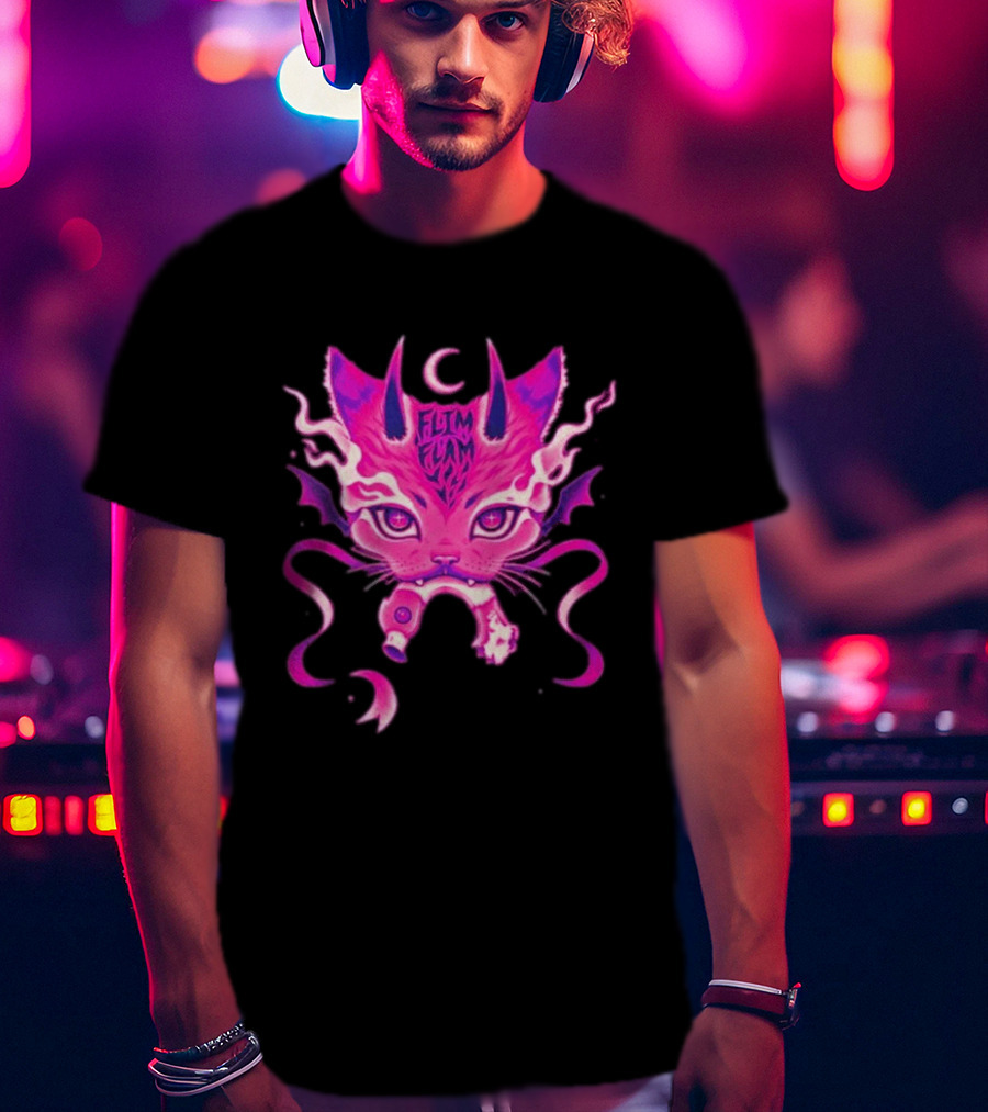 Flim Flam Flamingo DevilCat Fantasy T-Shirt