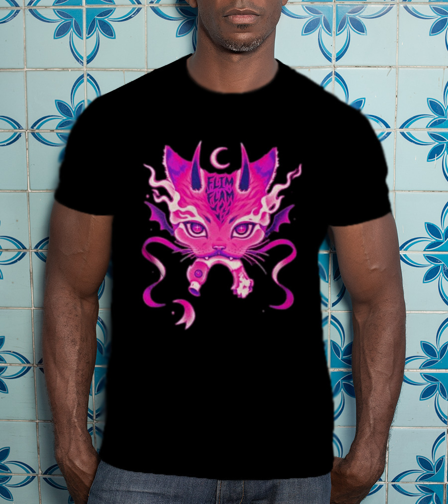 Flim Flam Flamingo DevilCat Fantasy T-Shirt