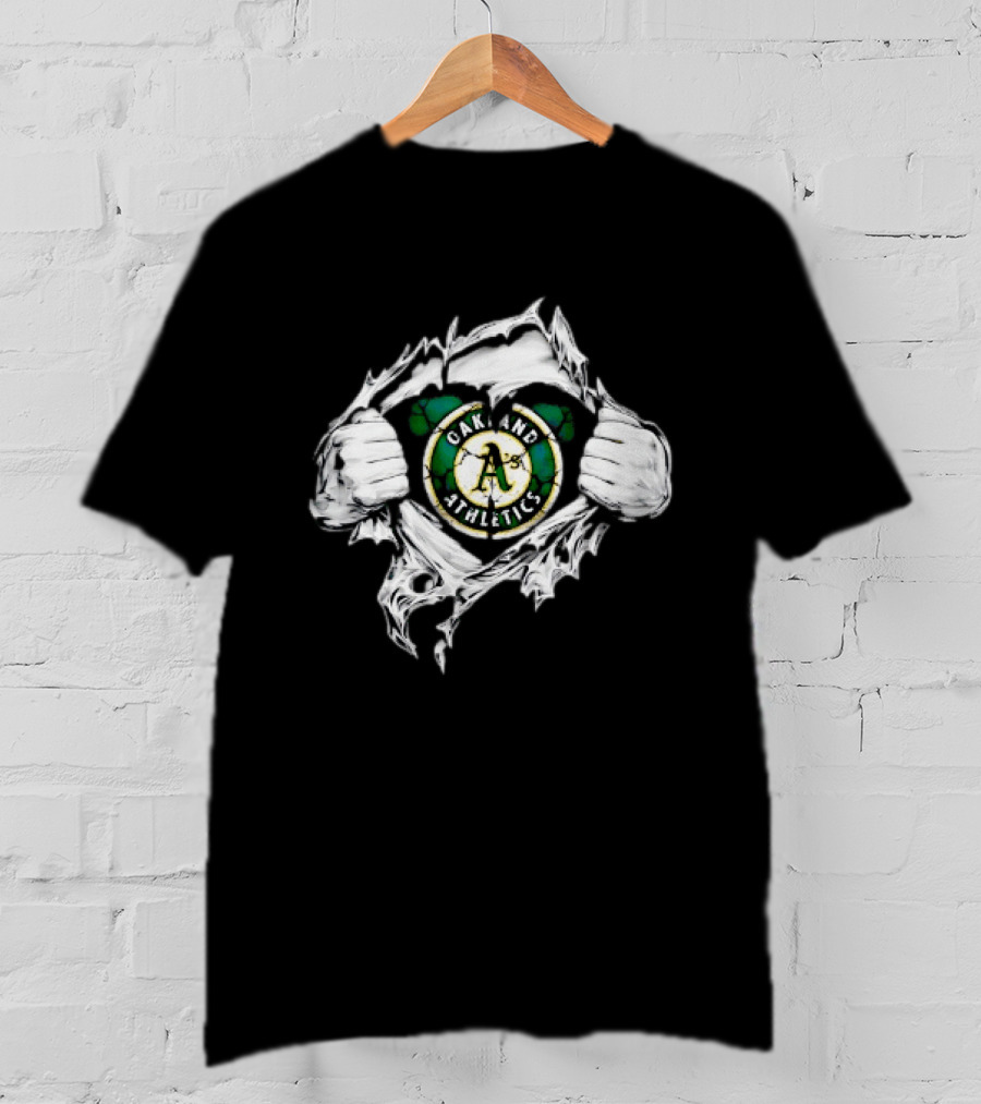 Oakland Athletics Ripped Chest A's MLB Team Spirit T-Shirt