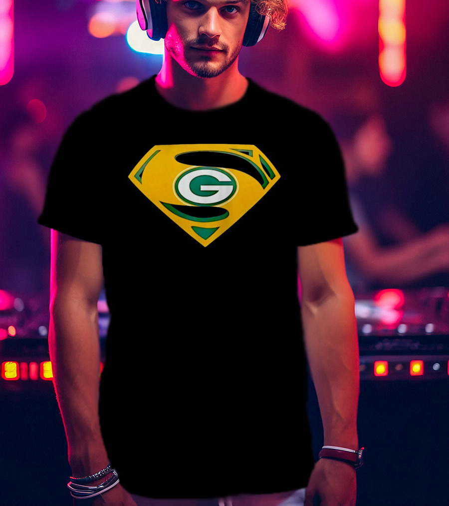 Green Bay Packers G In Superman Shield T-Shirt