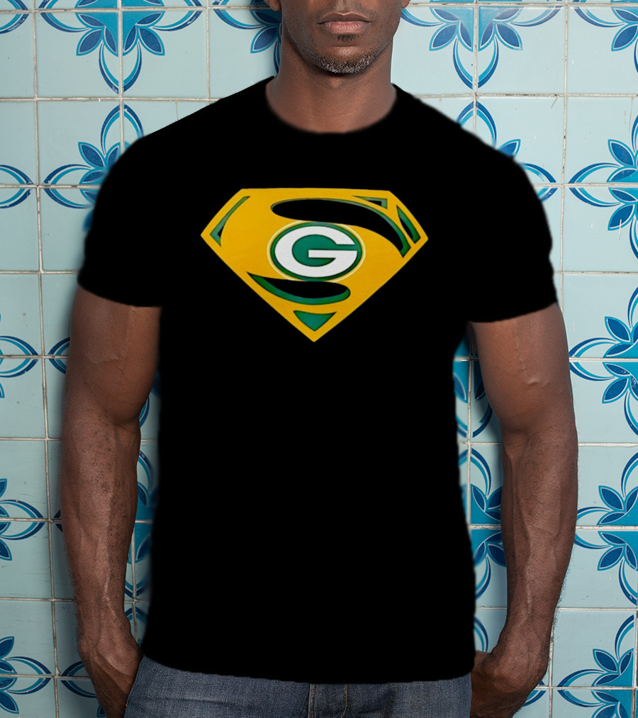 Green Bay Packers G In Superman Shield T-Shirt