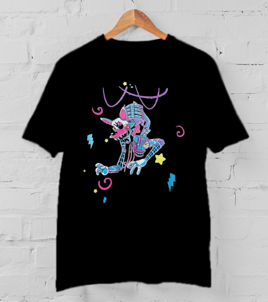 HEX X FNaF BTS Blacklight Mangle Purple Signature Stars Lightning Swirls T-Shirt