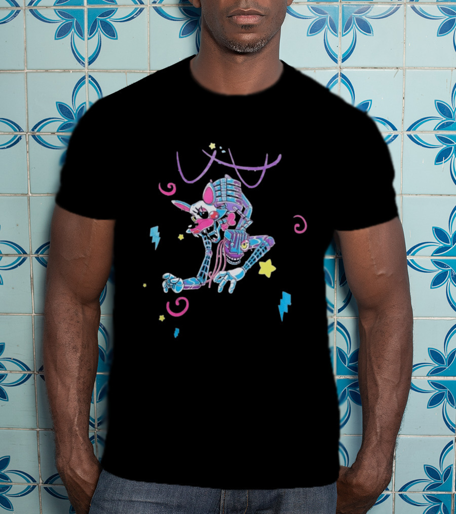 HEX X FNaF BTS Blacklight Mangle Purple Signature Stars Lightning Swirls T-Shirt
