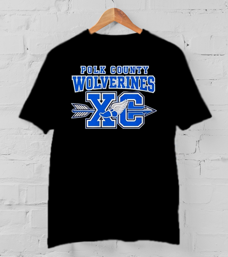 Polk County Wolverines XC Cross Country Arrow And Winged Foot T-Shirt