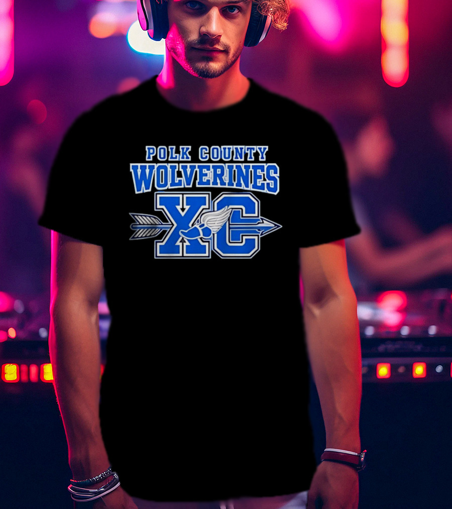 Polk County Wolverines XC Cross Country Arrow And Winged Foot T-Shirt