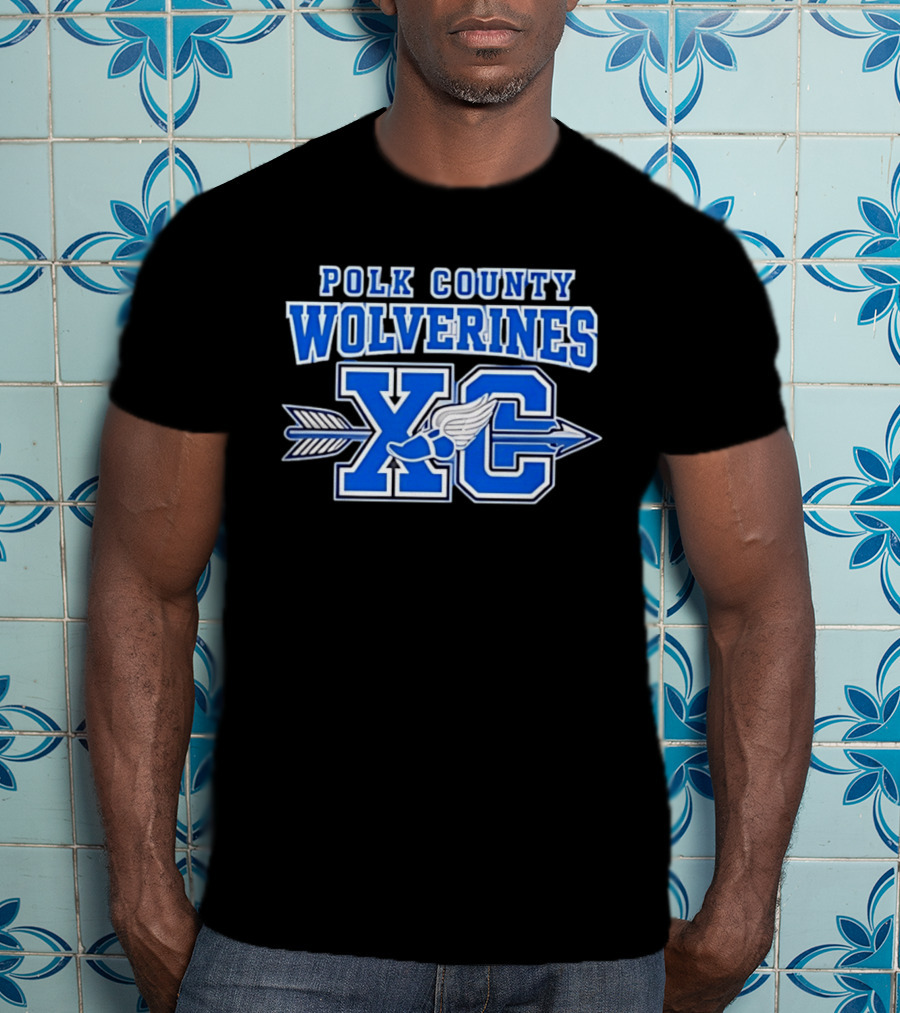 Polk County Wolverines XC Cross Country Arrow And Winged Foot T-Shirt