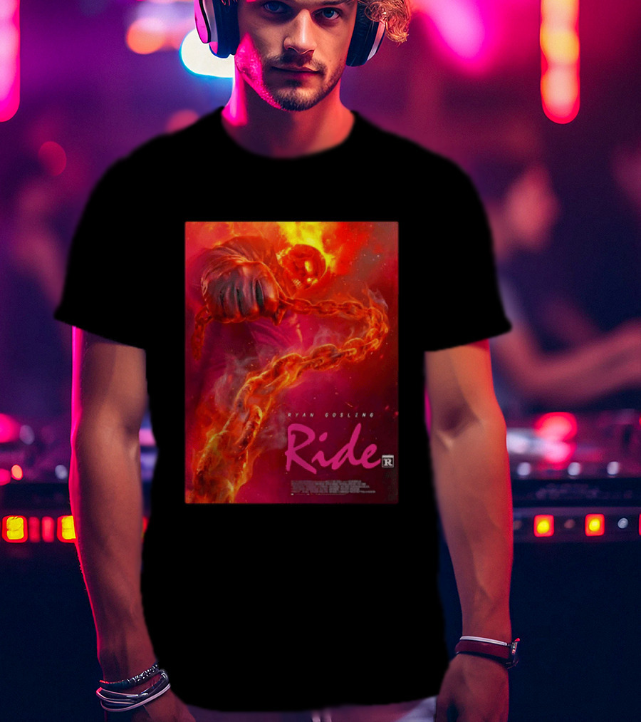 Ryan Gosling Ride Movie Ghost Rider Flaming Chain Image T-Shirt