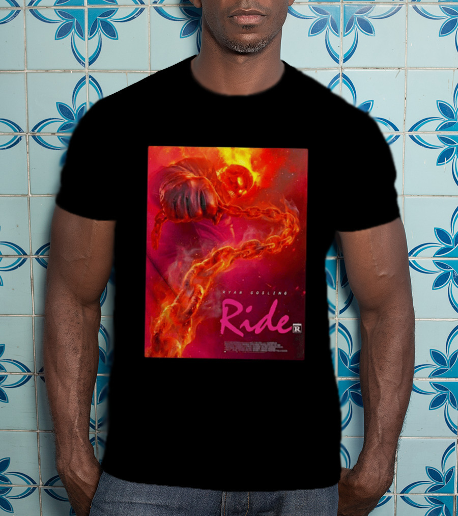 Ryan Gosling Ride Movie Ghost Rider Flaming Chain Image T-Shirt