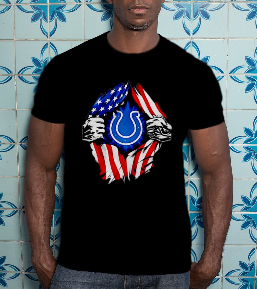 Indianapolis Colts American Flag Ripped Chest T-Shirt