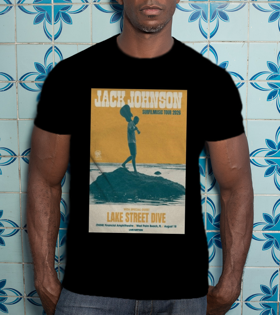 Jack Johnson Surfilmusic Tour 2026 Lake Street Dive ITHINK Financial Amphitheatre West Palm Beach August 18 T-Shirt