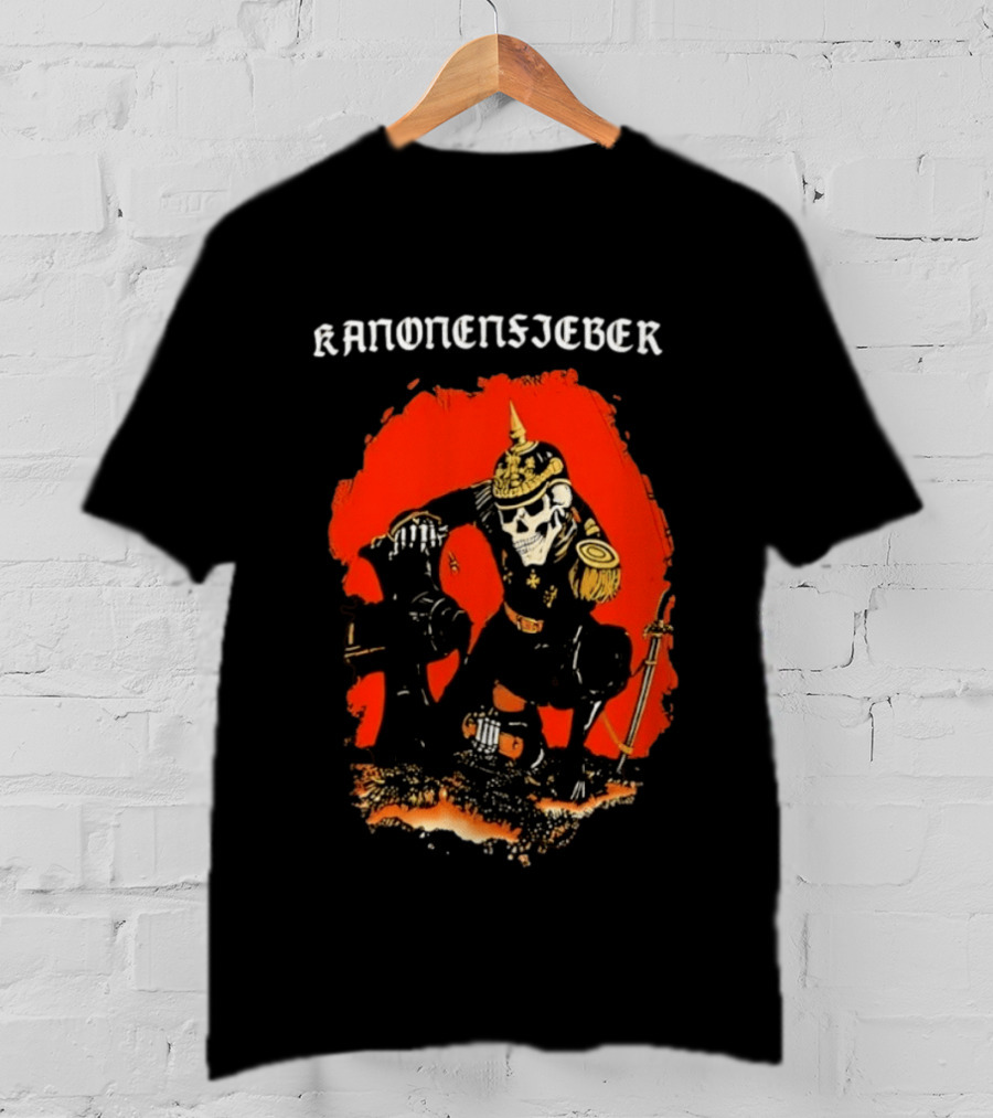 Kanonenfieber Skeleton Soldier Black Metal Warrior Artillery T-Shirt