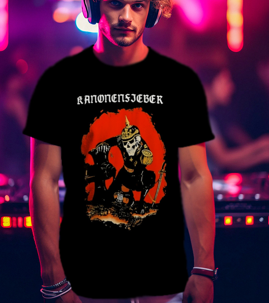 Kanonenfieber Skeleton Soldier Black Metal Warrior Artillery T-Shirt