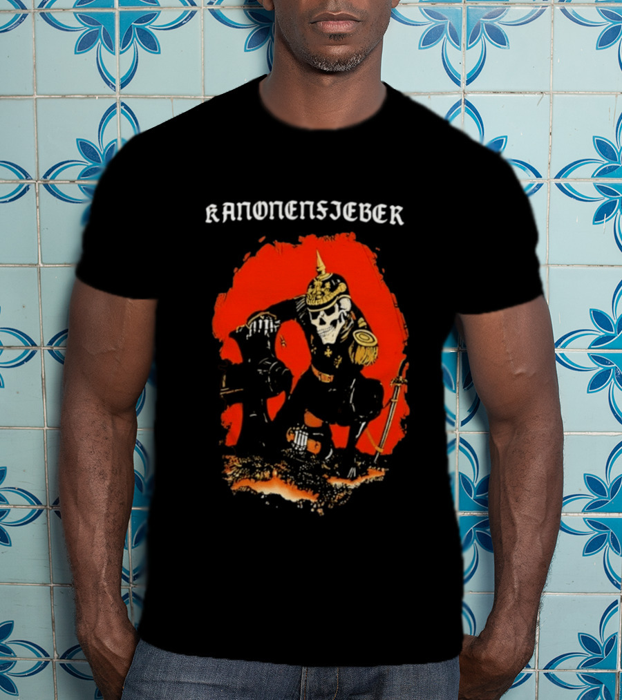 Kanonenfieber Skeleton Soldier Black Metal Warrior Artillery T-Shirt